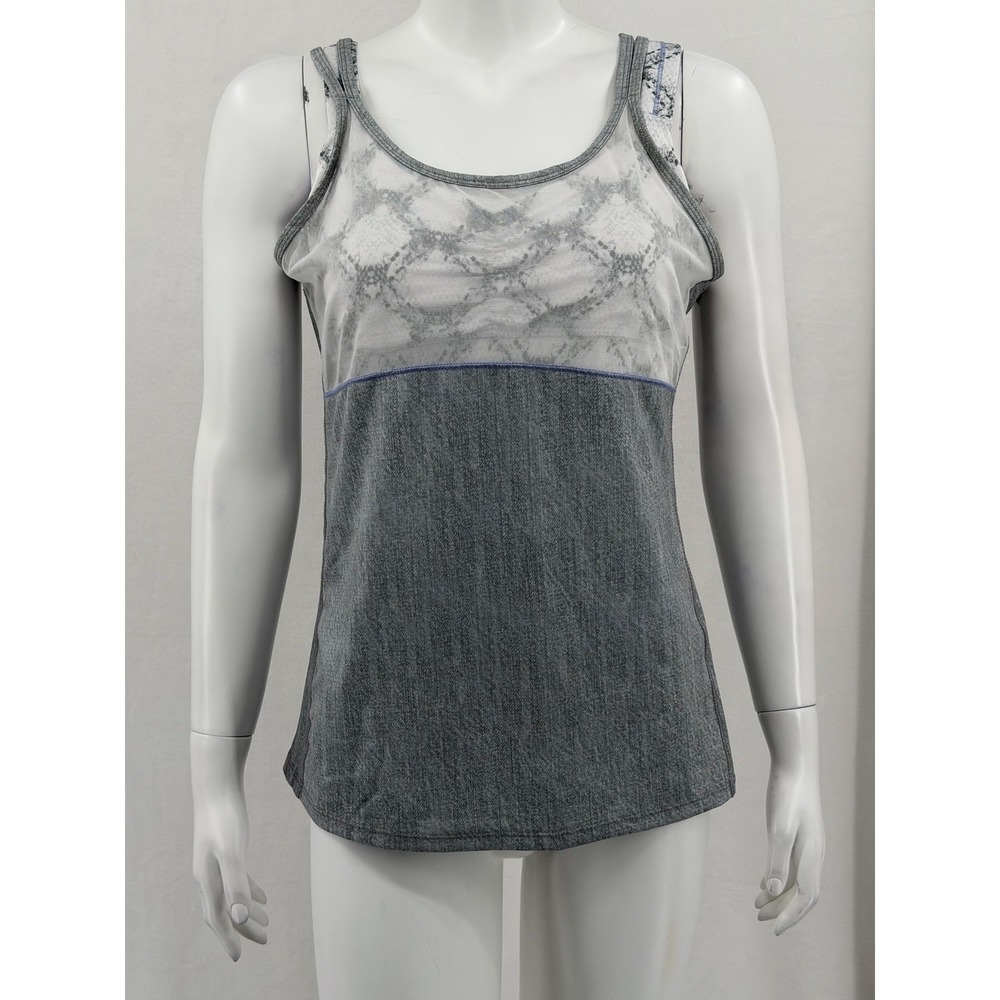Lucky In Love Top Womens XL Gray Snake‎ Print Strappy Back Tennis Tank Athletic